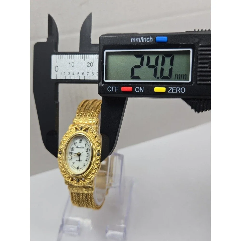 Vintage Ronica Womens Gold Tone Marcasite Multi Chain Bracelet Watch New Battery